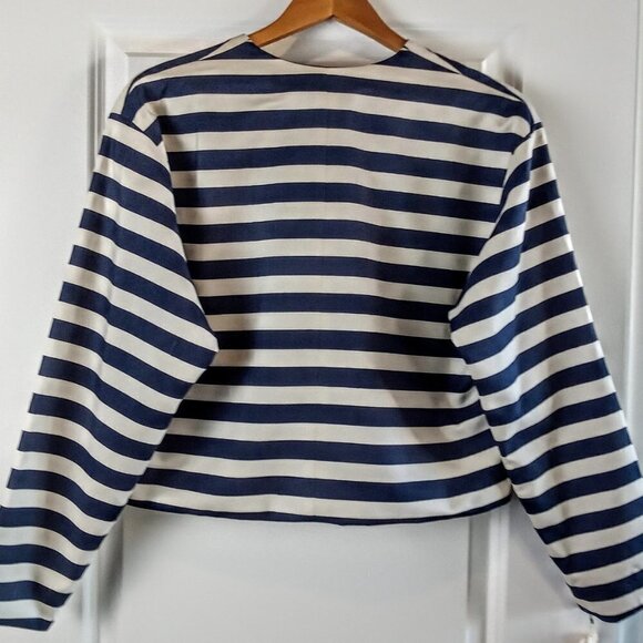 Michael Kors Navy Stripe Reversible Silk Jacket NWT - Picture 2 of 8